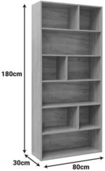 Βιβλιοθήκη Evergin pakoworld mdf σε oak απόχρωση 80x30x180εκ - Image 4