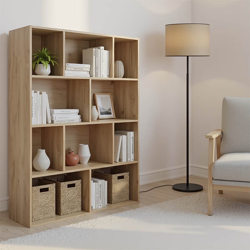 072-000153 Βιβλιοθήκη Evergin pakoworld mdf σε oak απόχρωση 100x30x135εκ - Image 1