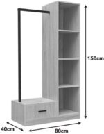 Έπιπλο εισόδου Erdeco pakoworld mdf σε φυσική απόχρωση 80x40x150εκ - Image 3