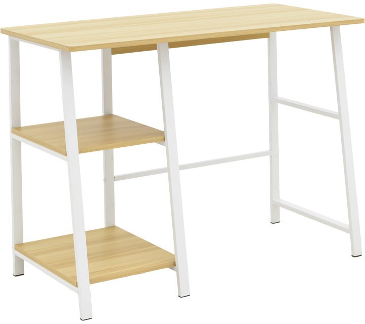 072-000158 Γραφείο εργασίας Ferje pakoworld με ράφια mdf σε φυσική-λευκή απόχρωση 100x48x75εκ - Image 1