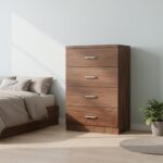 Συρταριέρα Killian pakoworld με 4 συρτάρια καρυδί 80x40x80εκ - Image 3