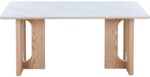 Τραπέζι Benqui pakoworld sintered stone-mdf σε λευκό μαρμάρου με βάση σε φυσική απόχρωση 160x90x75εκ - Image 2