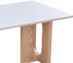 Τραπέζι Benqui pakoworld sintered stone-mdf σε λευκό μαρμάρου με βάση σε φυσική απόχρωση 160x90x75εκ - Image 4