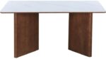 Τραπέζι Versy pakoworld sintered stone-mdf σε λευκό μαρμάρου με καρυδί βάση 160x90x75εκ - Image 2