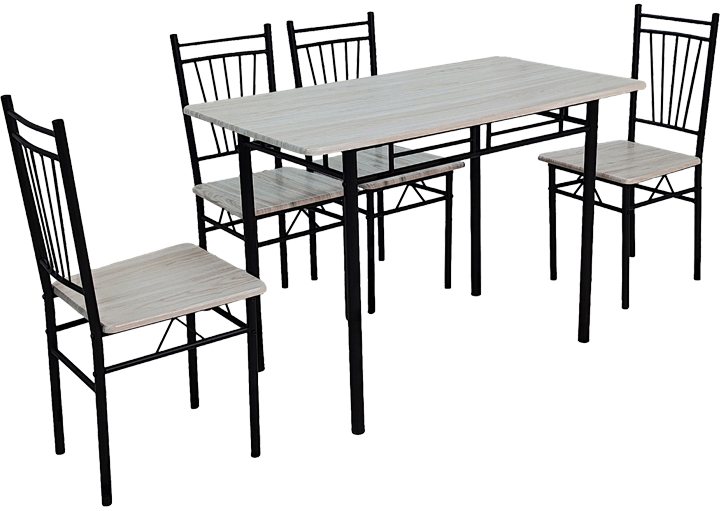 072-000183 Τραπεζαρία Roza pakoworld σετ 5τμχ mdf sonoma με μεταλλικό μαύρο πόδι 120x65x75εκ - Image 1