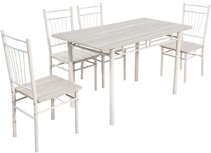 072-000184 Τραπεζαρία Roza pakoworld σετ 5τμχ mdf sonoma με μεταλλικό λευκό πόδι 110x60x75εκ - Image 1