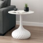 Βοηθητικό τραπέζι Fabron Inart λευκό sintered stone Φ50x52εκ