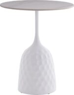 Βοηθητικό τραπέζι Kousien Inart λευκό sintered stone Φ50x60εκ - Image 2