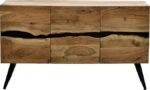 Μπουφές Imena pakoworld μασίφ ξύλο 4εκ φυσικό-μαύρο 148x43.5x86εκ - Image 4