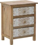 Συρταριέρα Inart 3-50-245-0017 ξύλο φυσικό-λευκό 50x32x61εκ