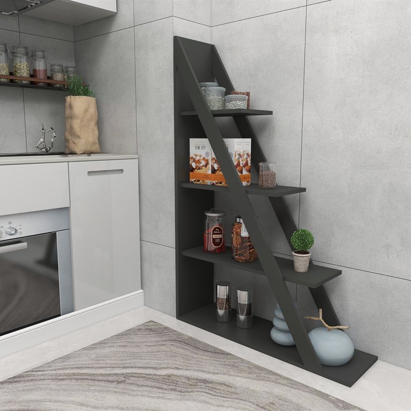 120-000491 Βιβλιοθήκη Quina pakoworld σε ανθρακί απόχρωση 100x30x150εκ - Image 1