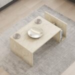Τραπέζι σαλονιού Poko pakoworld σε όψη τραβερτίνας 86.8x50x32,4εκ - Image 3