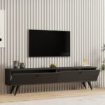 Έπιπλο τηλεόρασης Jate pakoworld σε ανθρακί απόχρωση 160x25x40εκ - Image 3
