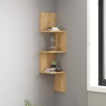 Ραφιέρα γωνιακή τοίχου Insta pakoworld σε oak απόχρωση 25x25x105,5εκ