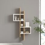 Ραφιέρα τοίχου Garel pakoworld σε oak-λευκή απόχρωση 53,8x19,6x108εκ - Image 2