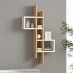 Ραφιέρα τοίχου Garel pakoworld σε oak-λευκή απόχρωση 53,8x19,6x108εκ