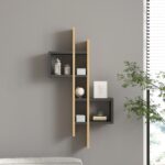 Ραφιέρα τοίχου Garel pakoworld σε oak-ανθρακί απόχρωση 53,8x19,6x108εκ - Image 2