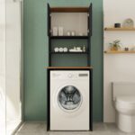 Έπιπλο πλυντηρίου Rano pakoworld ανθρακί-καρυδί 65x60x184εκ - Image 2