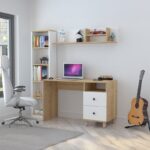 Σύνθεση γραφείου Kontor pakoworld sonoma-λευκό 160x50x162εκ - Image 2