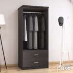 Ντουλάπα ρούχων δίφυλλη OLYMPUS pakoworld χρώμα wenge 81x57x183εκ - Image 2