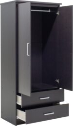 Ντουλάπα ρούχων δίφυλλη OLYMPUS pakoworld χρώμα wenge 81x57x183εκ - Image 5