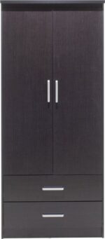 Ντουλάπα ρούχων δίφυλλη OLYMPUS pakoworld χρώμα wenge 81x57x183εκ - Image 6