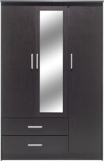 Ντουλάπα ρούχων τρίφυλλη OLYMPUS pakoworld χρώμα wenge 120x57x183εκ - Image 6