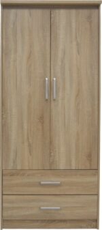 Ντουλάπα ρούχων δίφυλλη OLYMPUS pakoworld σε sonoma απόχρωση 81x57x183εκ - Image 2