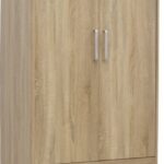 Ντουλάπα ρούχων δίφυλλη OLYMPUS pakoworld σε sonoma απόχρωση 81x57x183εκ