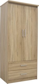 Ντουλάπα ρούχων δίφυλλη OLYMPUS pakoworld σε sonoma απόχρωση 81x57x183εκ