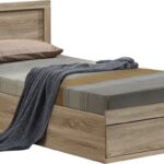 Κρεβάτι Olympus pakoworld με συρτάρι σε sonoma απόχρωση 100x200εκ