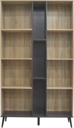 Βιβλιοθήκη Zezan pakoworld σε sonoma-ανθρακί απόχρωση 114x30x200.5εκ - Image 3