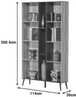Βιβλιοθήκη Zezan pakoworld σε sonoma-ανθρακί απόχρωση 114x30x200.5εκ - Image 4