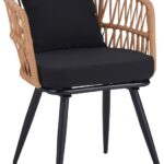 Πολυθρόνα Naoki pakoworld pe rattan -metal σε φυσική απόχρωση με μαύρα πόδια/μαξιλάρι 62x60x80εκ