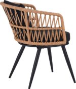 Πολυθρόνα Naoki pakoworld pe rattan -metal σε φυσική απόχρωση με μαύρα πόδια/μαξιλάρι 62x60x80εκ - Image 3