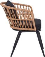 Πολυθρόνα Naoki pakoworld pe rattan -metal σε φυσική απόχρωση με μαύρα πόδια/μαξιλάρι 62x60x80εκ - Image 4