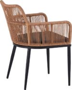 Πολυθρόνα Naoki pakoworld pe rattan -metal σε φυσική απόχρωση με μαύρα πόδια/μαξιλάρι 59x62.5x78εκ - Image 3