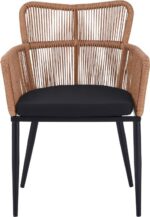 Πολυθρόνα Naoki pakoworld pe rattan -metal σε φυσική απόχρωση με μαύρα πόδια/μαξιλάρι 59x62.5x78εκ - Image 5
