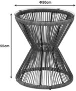 Τραπέζι Mabil pakoworld γυαλί - pe rattan σε γκρι απόχρωση Φ50x55εκ - Image 4