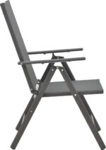 Πολυθρόνα Candor pakoworld ανθρακί μέταλλο και γκρι textilene 51.5x63.5x107εκ - Image 4