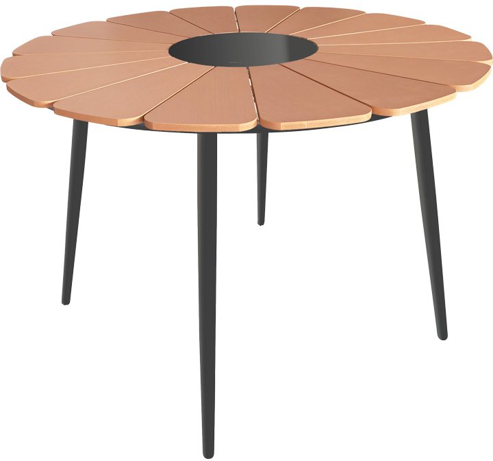 152-000089 Τραπέζι Pinap pakoworld μαύρο αλουμίνιο και plywood σε φυσική απόχρωση Φ110x74εκ - Image 1