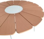 Τραπέζι Pinap pakoworld λευκό αλουμίνιο και plywood σε φυσική απόχρωση Φ110x74εκ - Image 3