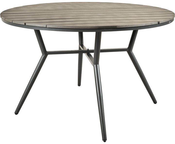 152-000091 Τραπέζι Appa pakoworld αλουμίνιο και plywood σε ανθρακί απόχρωση Φ120x74εκ - Image 1