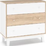 Συρταριέρα Awell pakoworld 3ων συρταριών sonoma-λευκό 90x44x88,5εκ