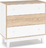 Συρταριέρα Awell pakoworld 3ων συρταριών sonoma-λευκό 90x44x88,5εκ