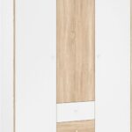 Ντουλάπα Awell pakoworld τρίφυλλη sonoma-λευκό 153.5x54.5x216εκ