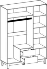 Ντουλάπα Awell pakoworld τρίφυλλη sonoma-λευκό 153.5x54.5x216εκ - Image 3