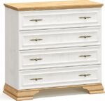 Συρταριέρα Jaden pakoworld 4ων συρταριών golden oak-λευκό antique 93,5x39x88,5εκ