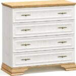 Συρταριέρα Jaden pakoworld 4ων συρταριών golden oak-λευκό antique 93,5x39x88,5εκ