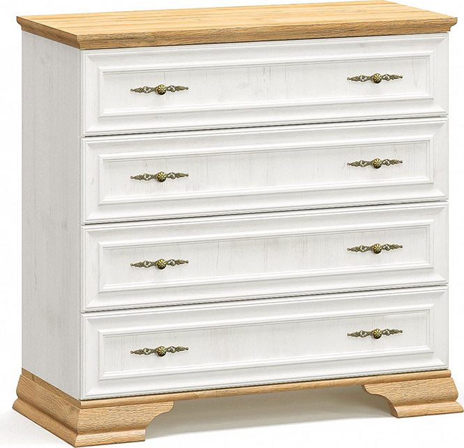 173-000028 Συρταριέρα Jaden pakoworld 4ων συρταριών golden oak-λευκό antique 93,5x39x88,5εκ - Image 1